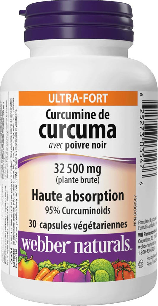 Webber Naturals 超强效姜黄素,32,500 毫克生草本,30 粒胶囊,抗氧化支持,纯素