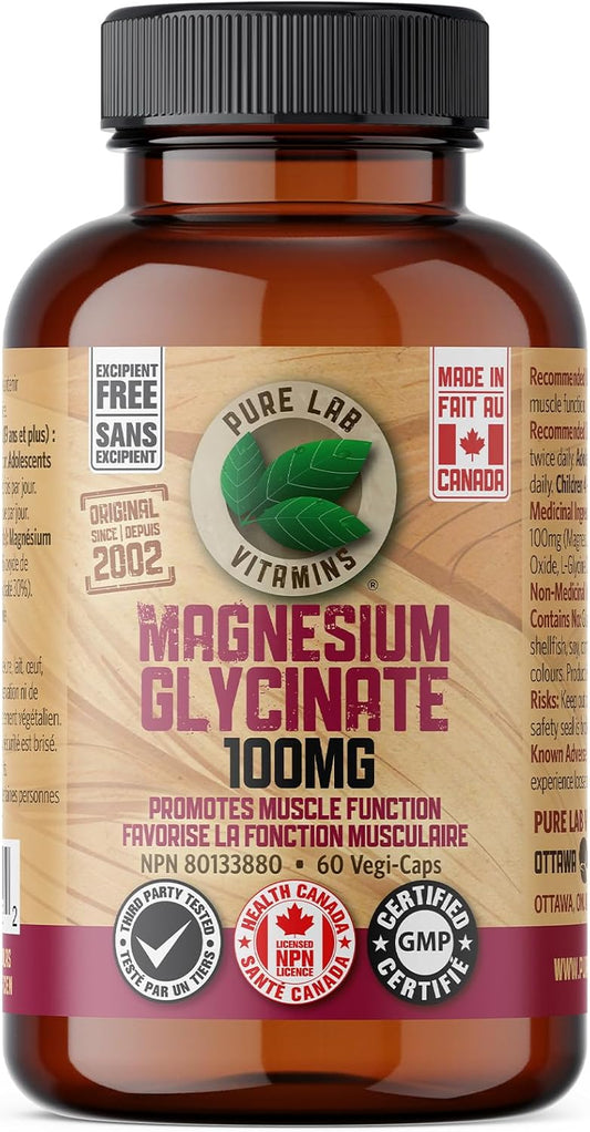 Pure Lab 甘胺酸鎂 100 毫克 - 60 粒膠囊 - 支持肌肉功能