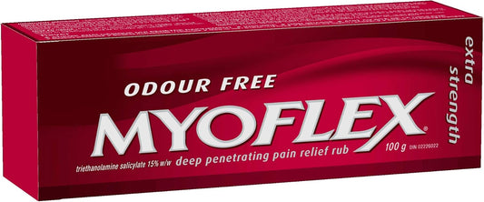 Myoflex Pain Relief Rub | Odourless | Provides Deep Penetrating Relief of Muscle Soreness & Joint Pain | Menthol Free | Stain Free | Non-Greasy | Great For Ages 2+ | 100 grams (Extra Strength)