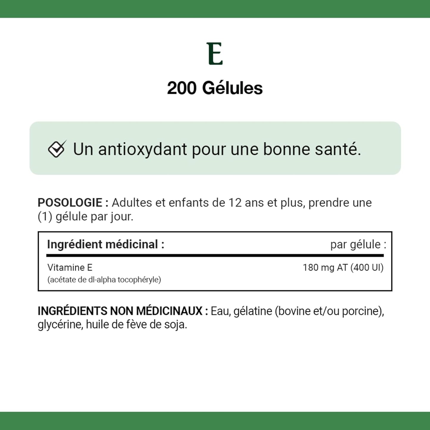自然之宝维生素 E,400 IU,抗氧化剂,不含防腐剂,适合成人和 12 岁及以上儿童,200 粒软胶囊,134.2 克