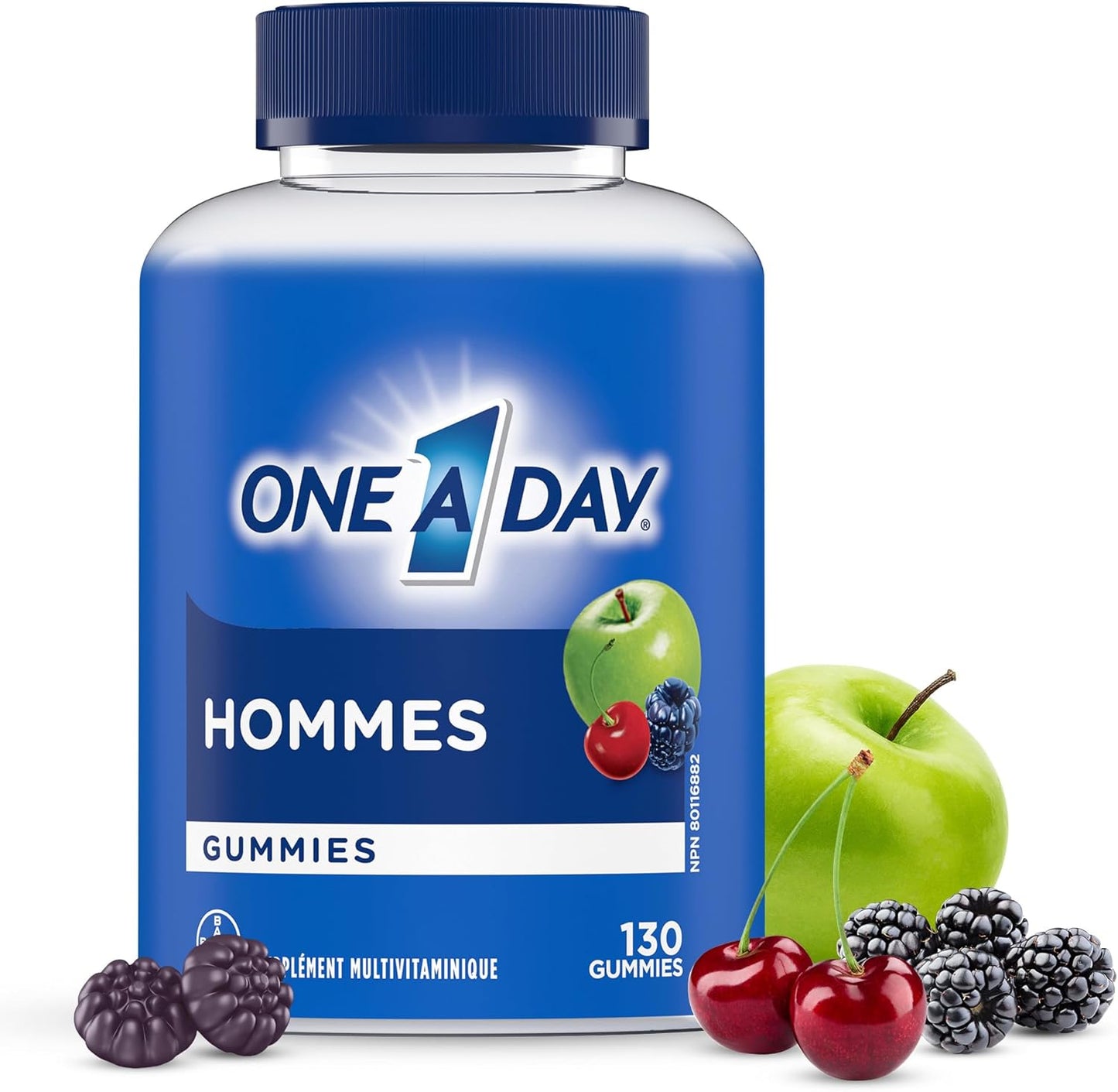 One A Day 男士复合维生素软糖 - 男士每日补充维生素软糖,含维生素 A、C、D、锌(有助于免疫和骨骼健康)、生物素(有助于能量代谢)、维生素 E、硒(抗氧化剂),130 粒软糖