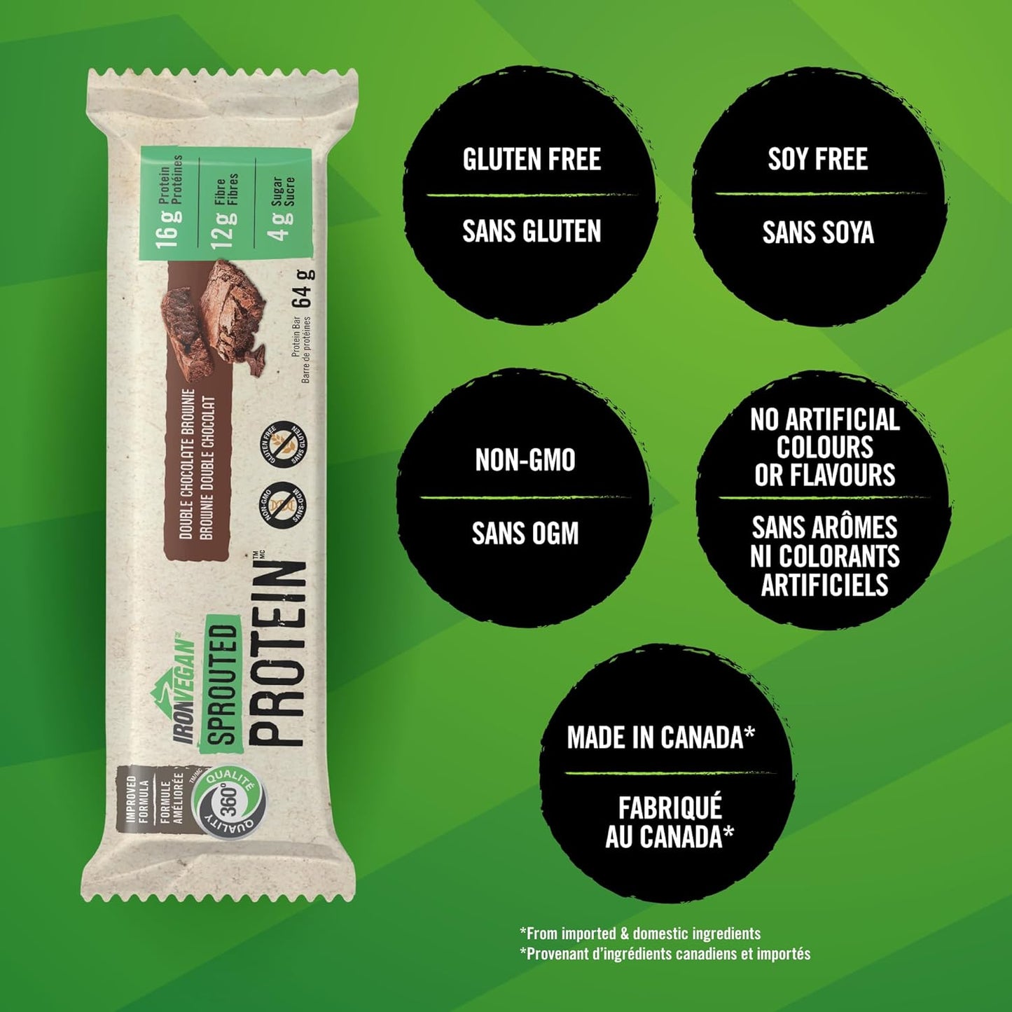 Athlete's Gainer Protein Powder, Natural Chocolate Flavour, 2.5 kg | Vegan and Non-GMO(Packaging May Vary) & Iron Vegan Sprouted Protein Bars | Double Chocolate Brownie Flavour | 12 Pack