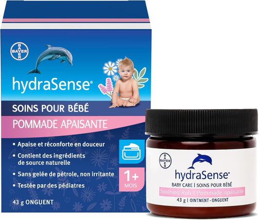 hydraSense 婴儿护理舒缓膏 – 温和舒缓,舒适呵护,不含凡士林,无刺激性,采用天然成分桉树、薰衣草和洋甘菊制成,经儿科医生测试。43克