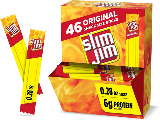Slim Jim 烟熏零食棒 食品储藏包 原装 46 支 0.28 盎司棒(46 支)