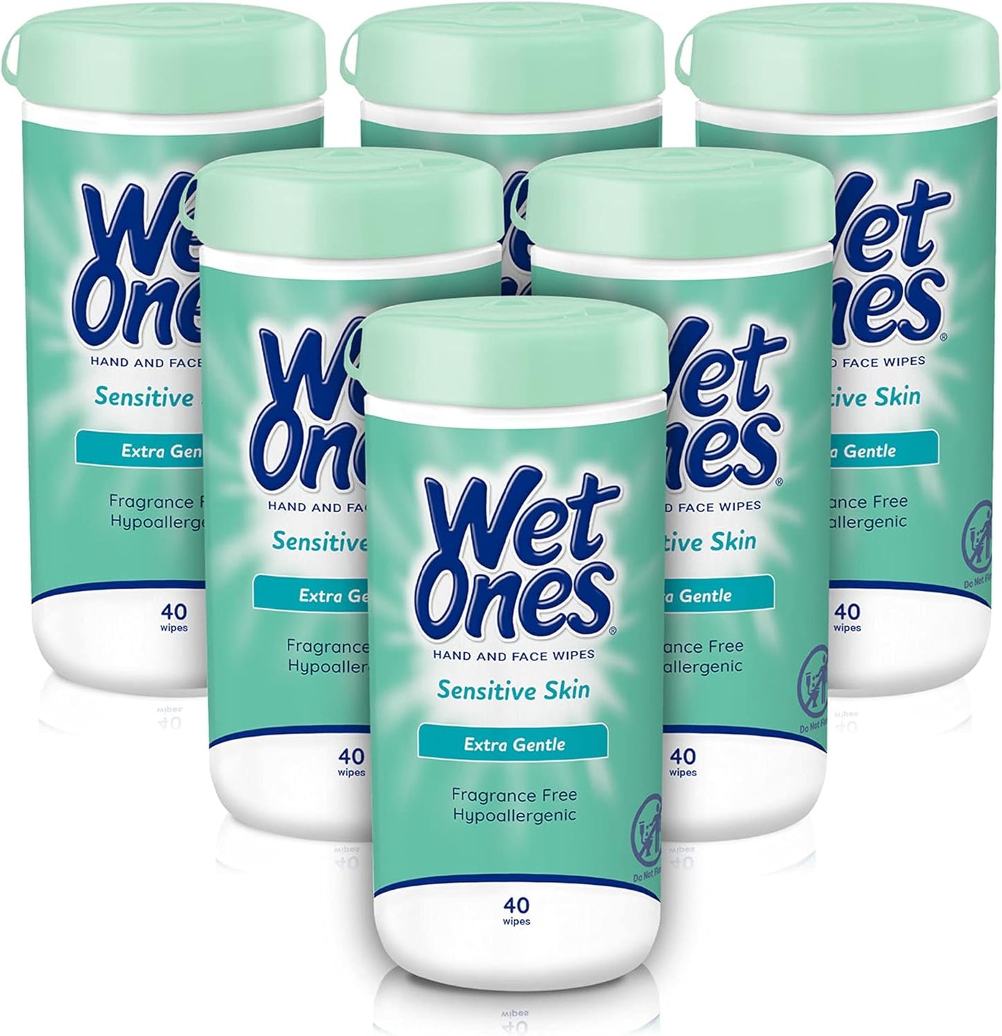 Wet Ones Hand and Face Wipes, Sensitive Skin Wipes | Unscented Wipes, Hand and Face Wipes Sensitive Skin, Wet Ones Sensitive Skin Wipes, 40 ct. Canister (6 pack)