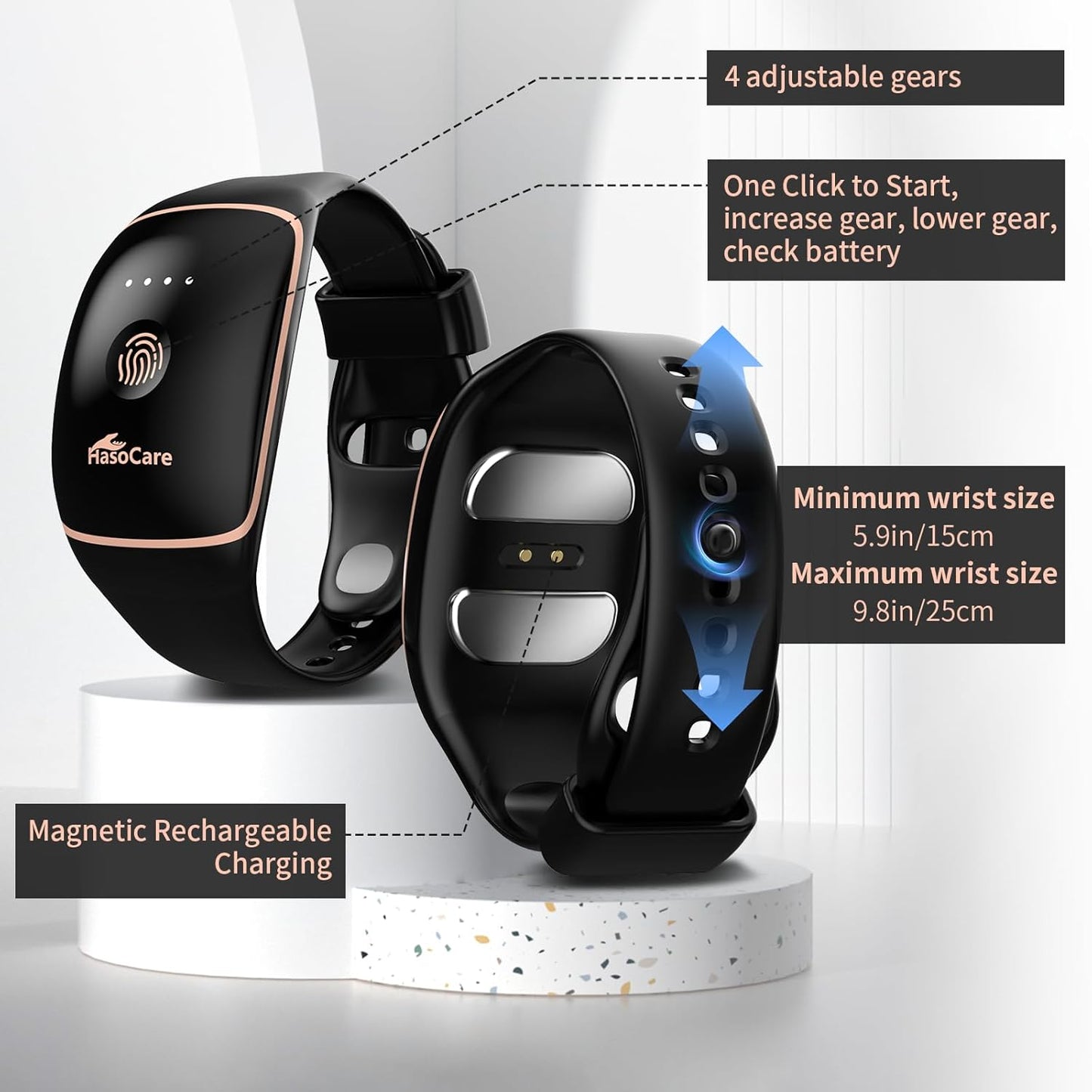 經皮電刺激裝置、防噁心腕帶、暈動病腕帶、暈動病(汽車、飛機、海上)和晨吐的嘔吐緩解劑,不含藥物且無副作用