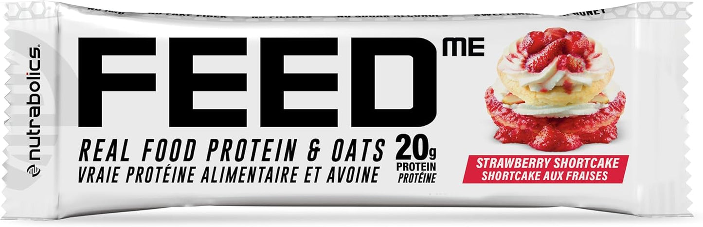 Nutrabolics Feed Bar, Strawberry Shortcake, Real Food Protein Bar, 12 Bars