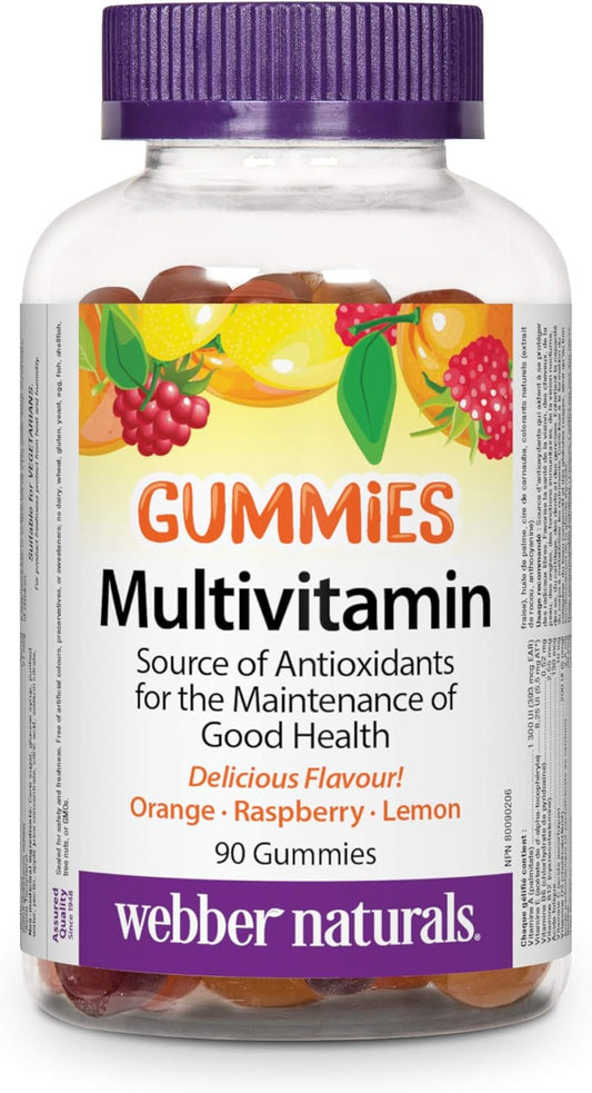 Webber Naturals 复合维生素软糖,90 粒软糖,有助于维持身体健康并支持抗氧化,素食