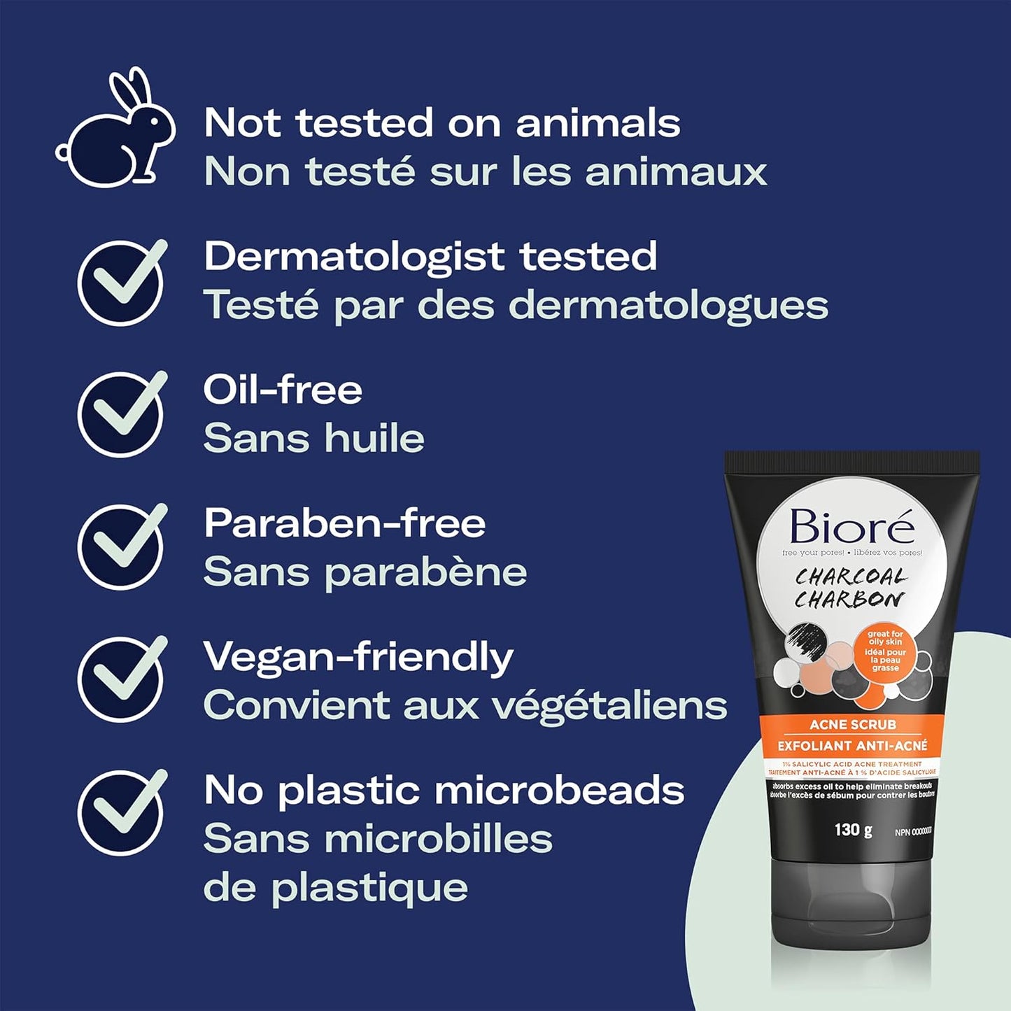 Biore Acne Clearing Charcoal Duo, Charcoal Acne Clearing Cleanser and Scrub for the face, with Salicylic Acid for Acne Prone and Oily Skin, Dermatologist Tested and Vegan Friendly