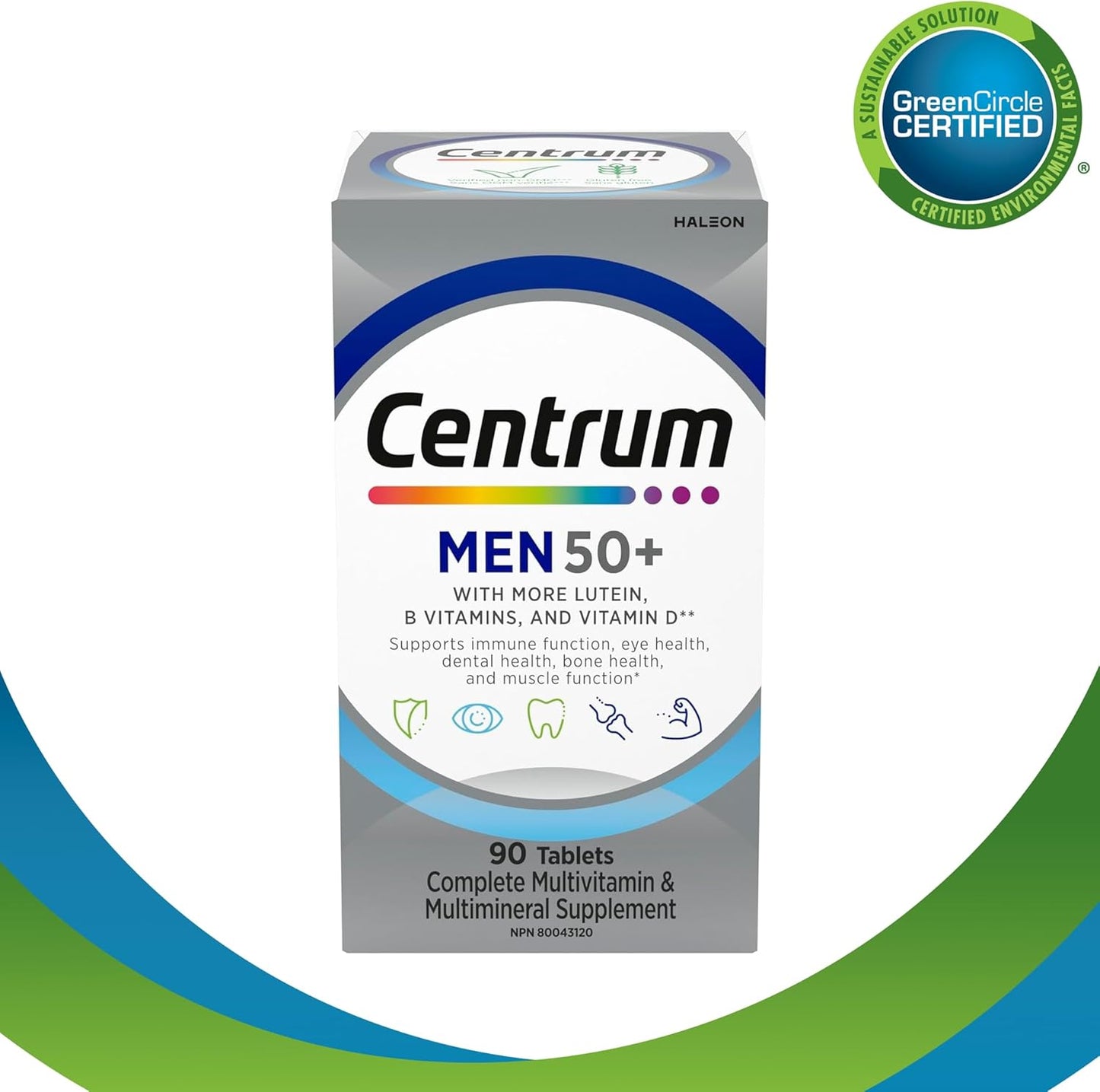 Centrum Men 50 Plus 复合维生素/矿物质补充剂,适合 50+ 男性,90 片(包装可能有所不同)