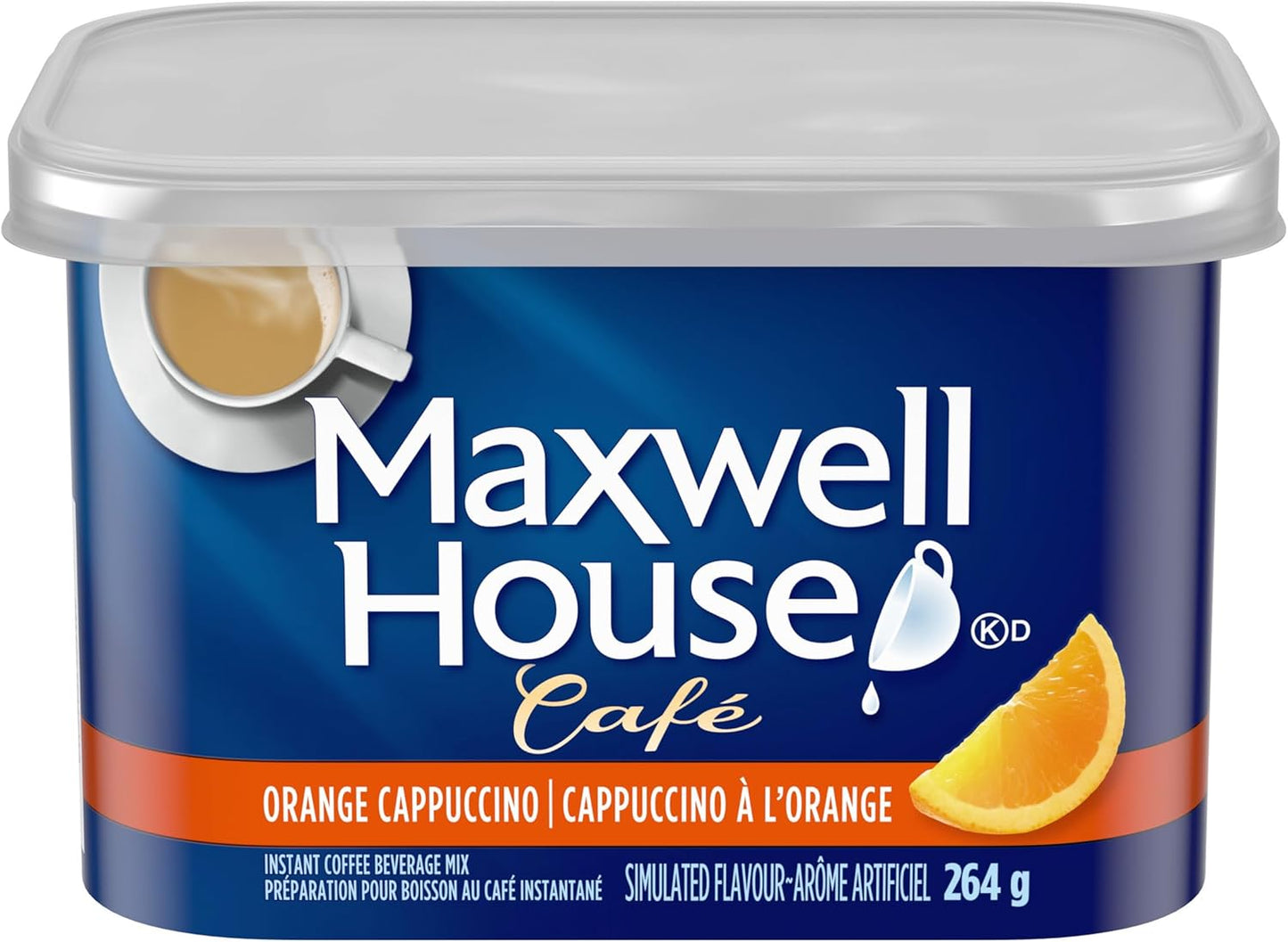 麦斯威尔咖啡橙味卡布奇诺速溶咖啡饮料粉,264克罐装