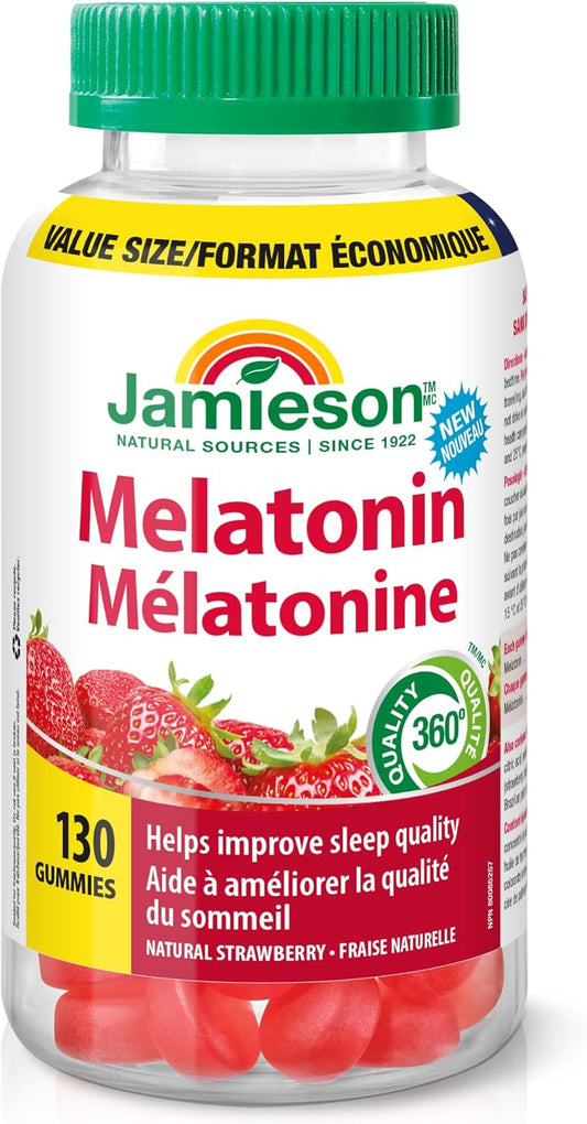 Jamieson 褪黑素 2.5 毫克软糖,天然草莓味,改善睡眠质量,延长睡眠时间,帮助重置睡眠-觉醒周期。素食、非转基因、无麸质、无人工香料、色素……