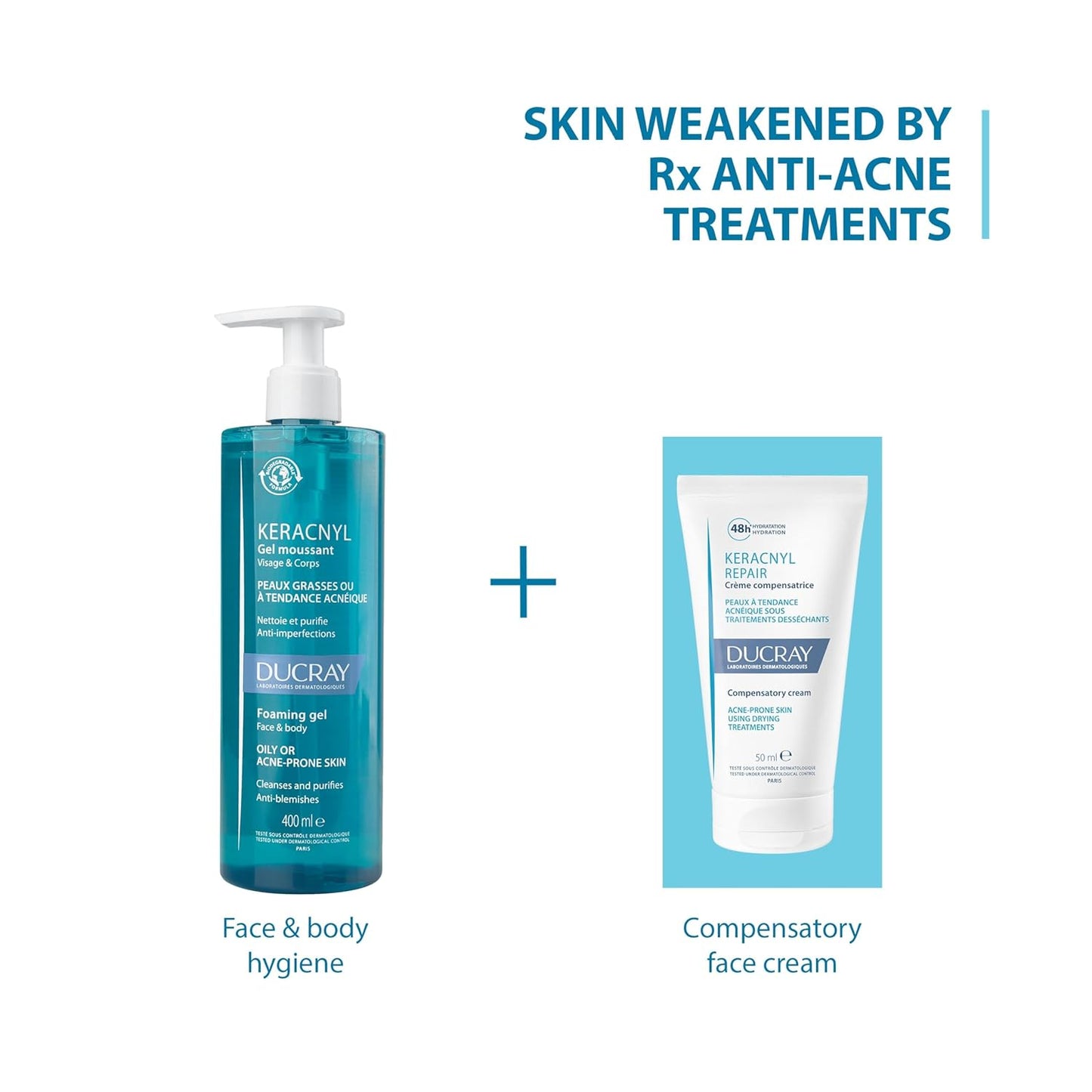 Ducray - Keracnyl Repair - Compensatory Cream - Acne-Prone Skin Using Drying Treatments - 50ml