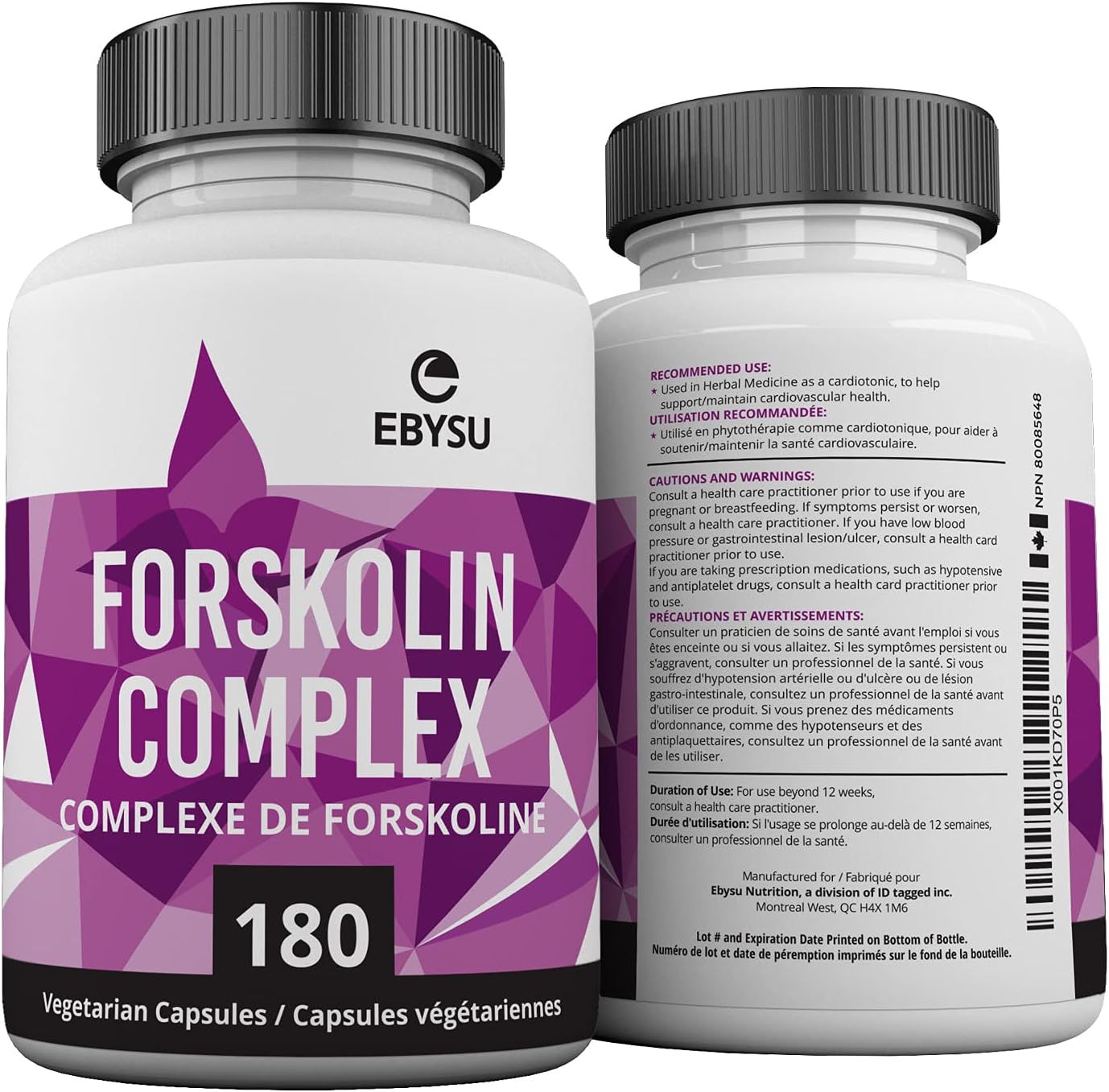 EBYSU Forskolin Extract (Made in Canada) – Helps Support Cardiovascular Health - 90 Capsules Supplement for Women and Men - 45 Day Supply