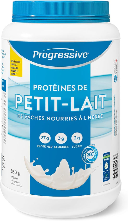 Progressive 草飼 100% 乳清蛋白粉(無味),每匙含 27 克紐西蘭乳清濃縮物,用於增肌,牧場飼養,非基因改造,加拿大製造,不含抗生素和激素,850 克