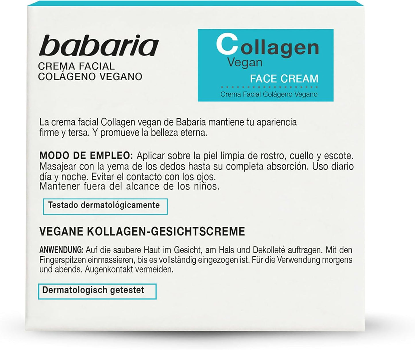 Babaria 胶原蛋白素食面霜 - 抗衰老面霜 - 保湿面霜 - 植物基面部保湿霜,焕活肌肤 - 1.7 盎司