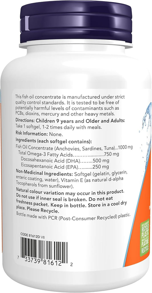 NOW Supplements DHA-500 1000毫克軟膠囊,90粒