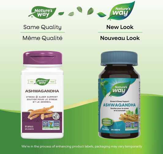 Nature’s Way 南非醉茄 – 500 毫克南非醉茄根萃取物 – 緩解壓力,促進睡眠 – 60 粒素食膠囊,非基因