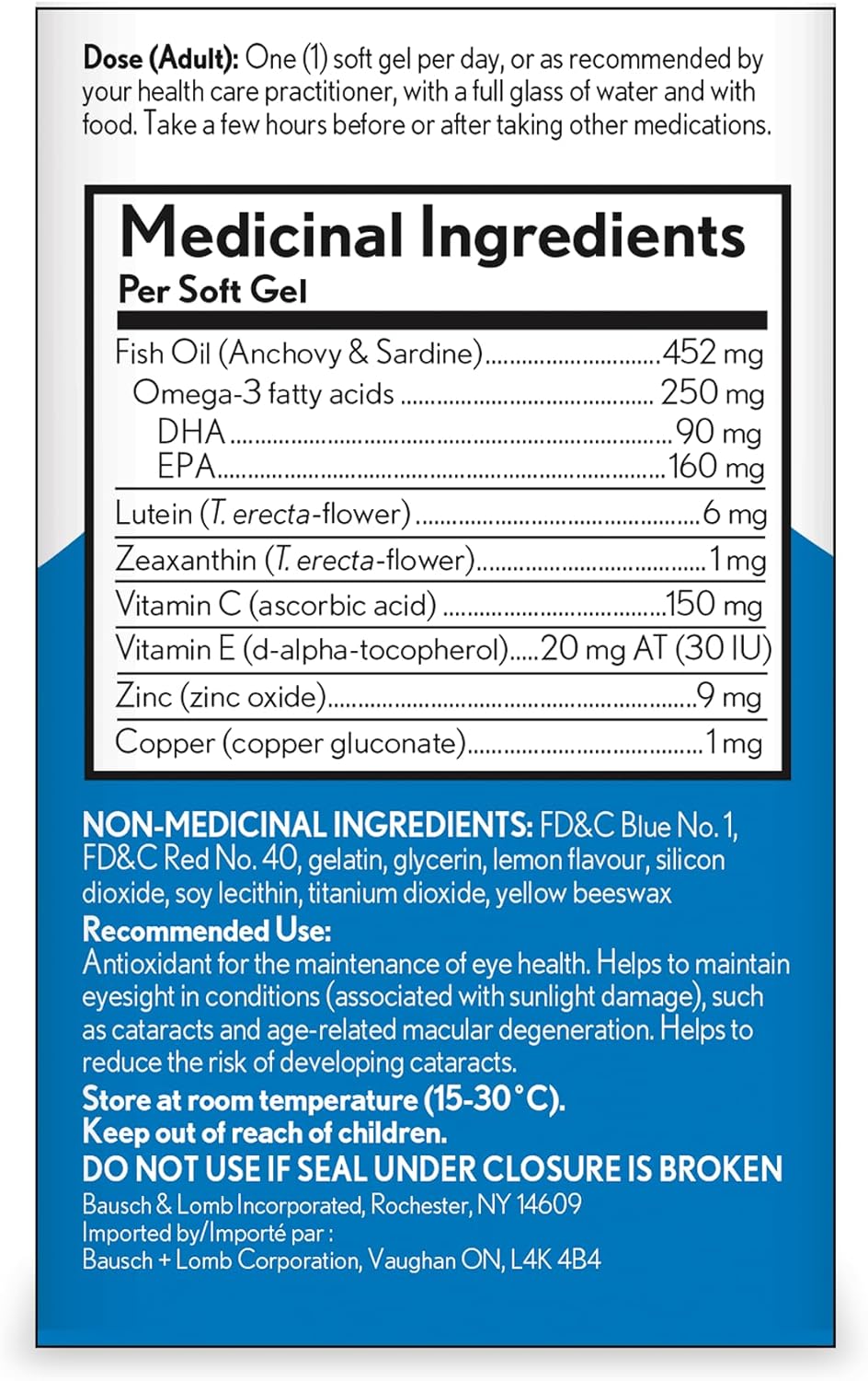 Bausch + Lomb Ocuvite 成人 50+ 眼部维生素和矿物质补充剂