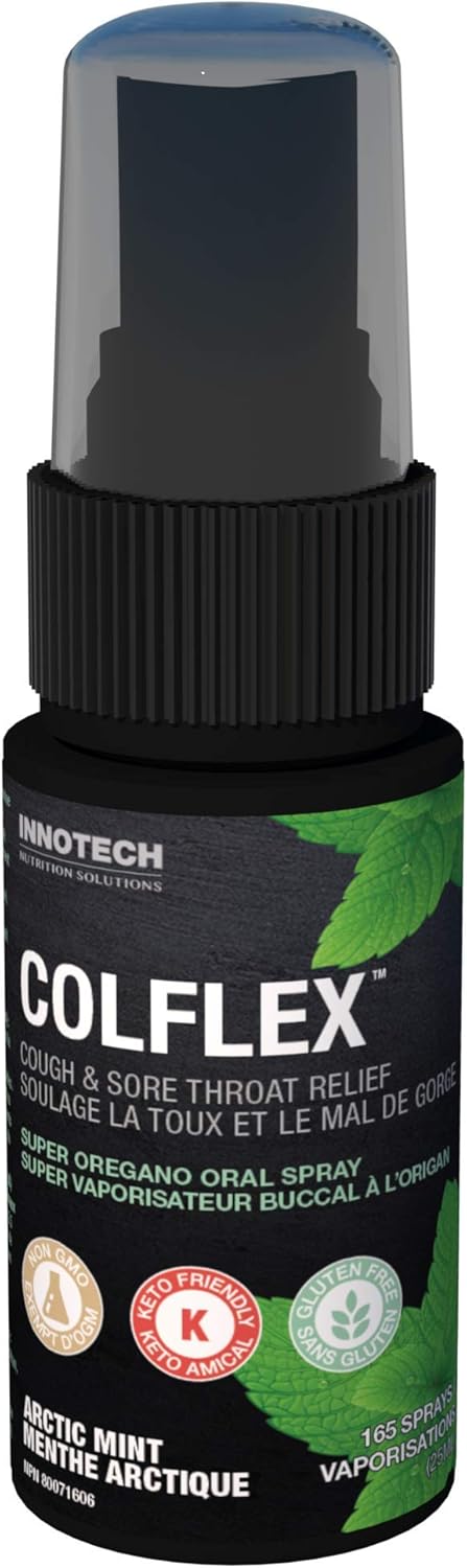 Innotech Nutrition Colflex 牛至喉咙喷雾,北极薄荷 - 25 毫升,多色