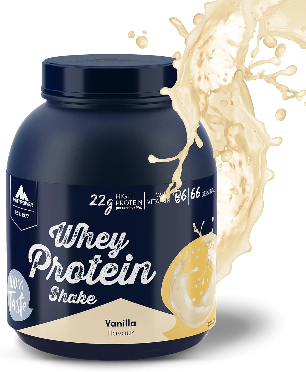 Multipower Whey Protein Shake Powder with Vitamin B6 — Vanilla, 2Kg | Whey Shake Mix, Whey Protein Blend with Vitamin B6, Recovery & Muscle Support