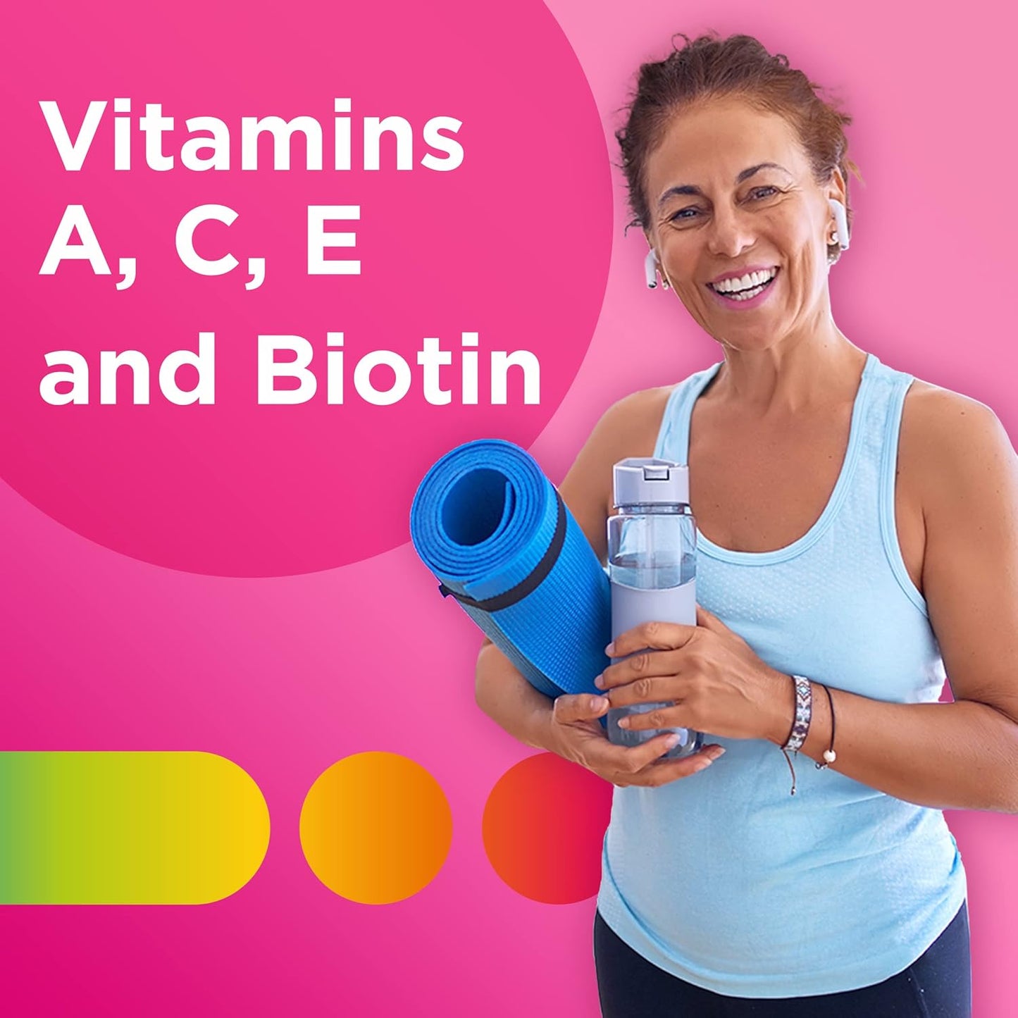 Centrum MultiGummies,多种+美容多种维生素软糖,适用于男性和女性的头发、皮肤和指甲维生素,樱桃、浆果和橙子口味,90 粒软糖(包装可能有所不同)