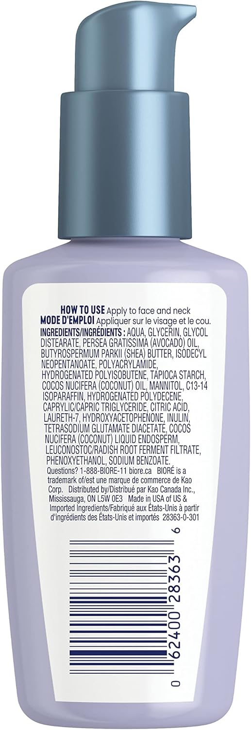 Bioré Hydrate & Glow Moisturizer, Face Cream for Dry, Sensitive Skin, infused with Prebiotics, Avocado Oil and Coconut Water |Dermatologist Tested, Cruelty Free and Fragrance Free (100mL)