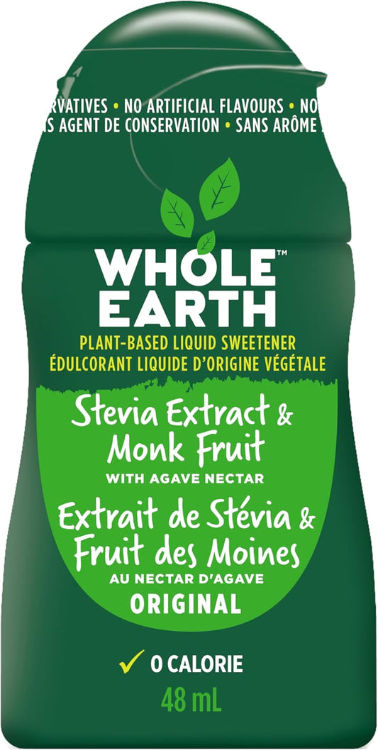 Whole Earth 液体甜味剂,甜菊糖和罗汉果,48 毫升(12 包),包装可能有所不同