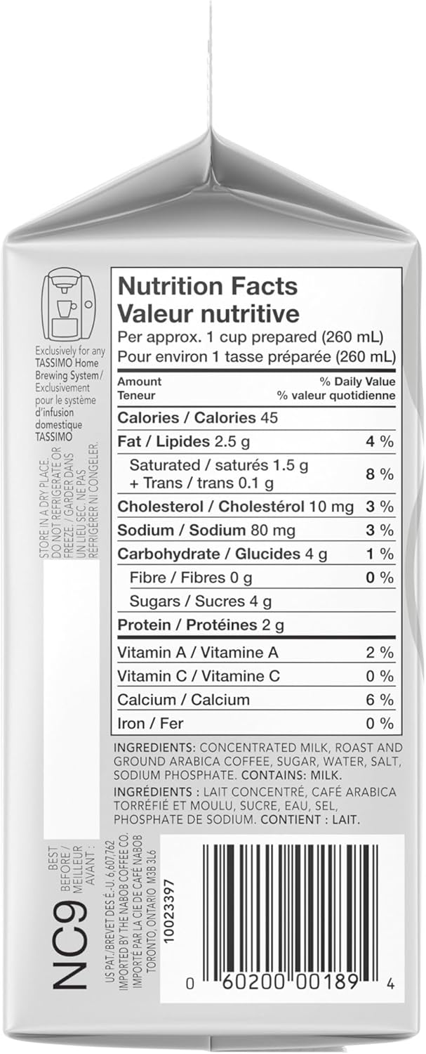 Tassimo Nabob 拿铁咖啡单份 T 盘,8 片装