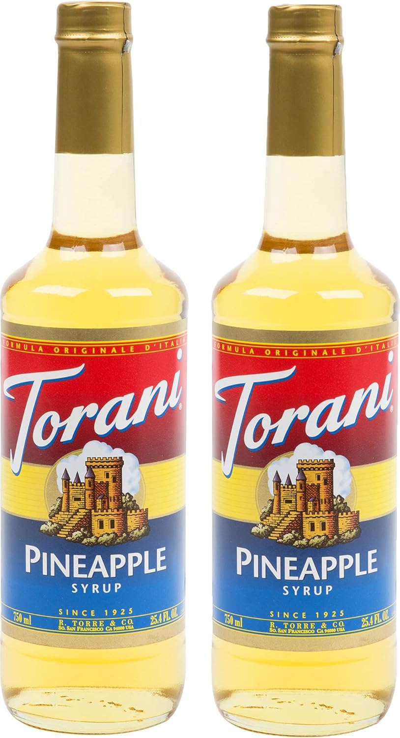 Torani Pineapple Flavour Syrup, 750ml bottle, 2 Pack yellow
