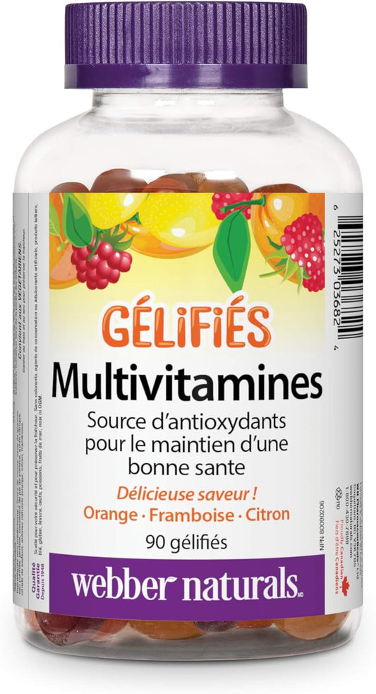 Webber Naturals 复合维生素软糖,90 粒软糖,有助于维持身体健康并支持抗氧化,素食