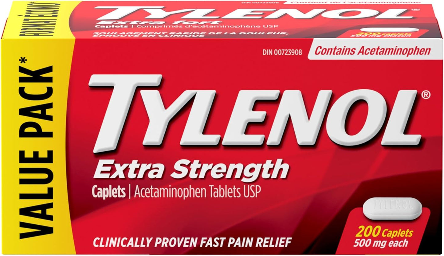 泰諾強效膠囊,超值裝,緩解疼痛、緩解頭痛、退燒,500 毫克對乙醯氨基酚,200 粒膠囊