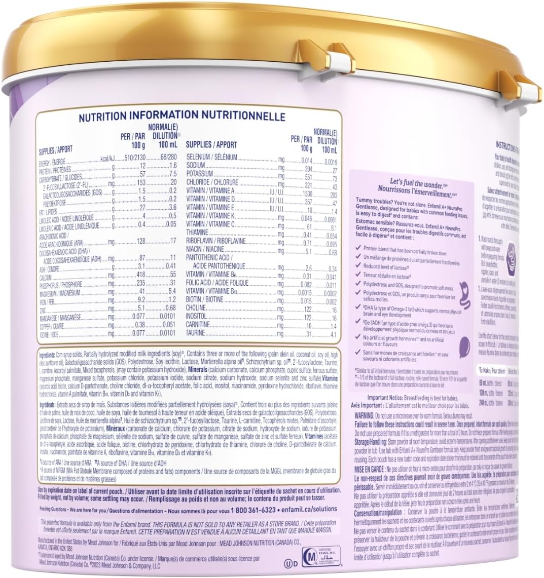 Enfamil A+ NeuroPro Gentlease 婴儿配方奶粉,含健脑 DHA,0-12 个月,553 克