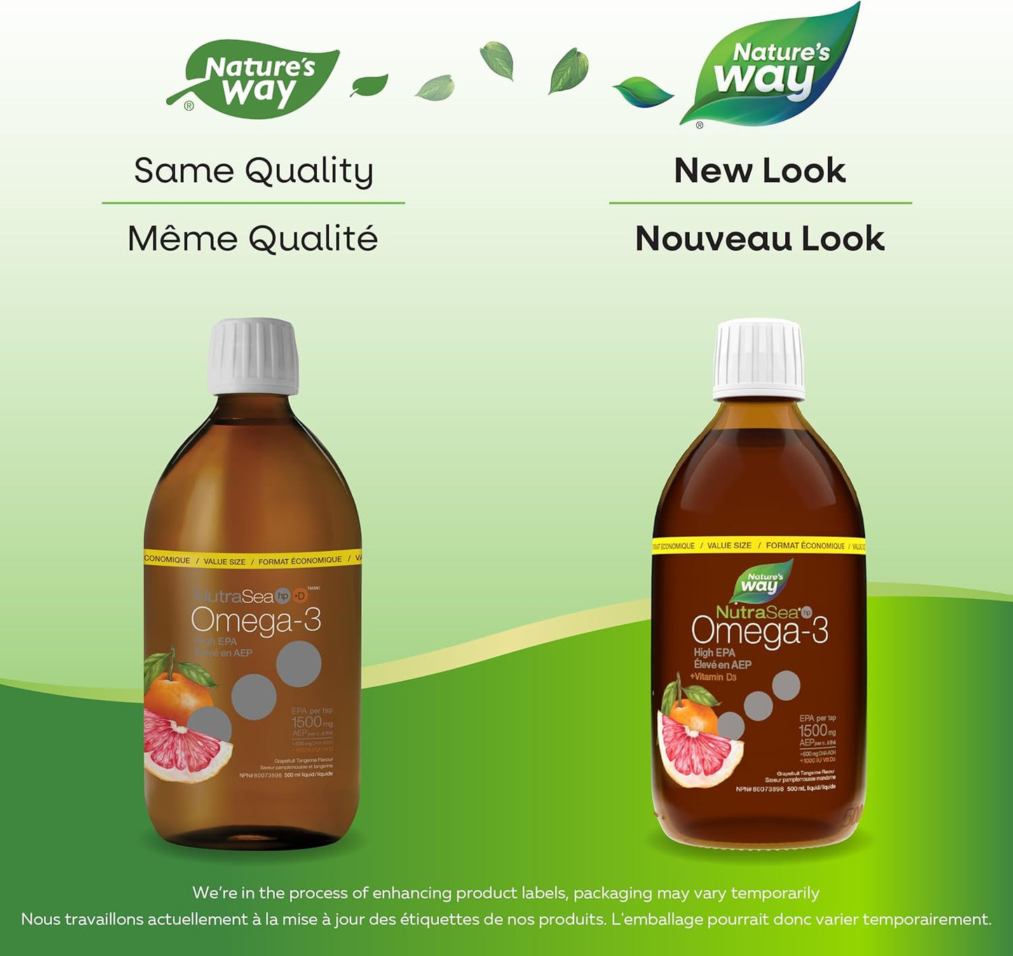 NutraSea HP+D™, High Potency Omega 3 + Vitamin D Supplement, Grapefruit Tangerine, 500 ML Liquid