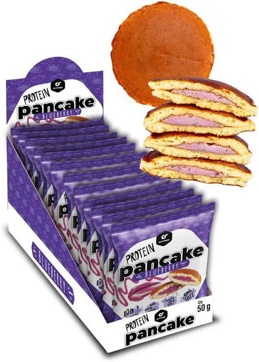 GoFitness Protein Pancake Ready-to-Eat Blueberry Flavor – 12x50g Pack – High Protein, Low Sugar Fitness Snack for Muscle Support and Energy Boost