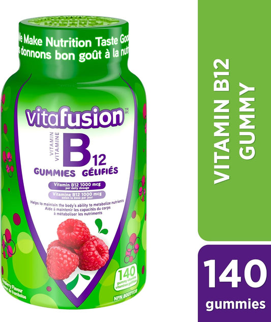 Vitafusion B12 成人維生素軟糖,每日 1000 微克維生素 B12,幫助營養代謝,140 粒,2 個月用量,包裝可能有所不同