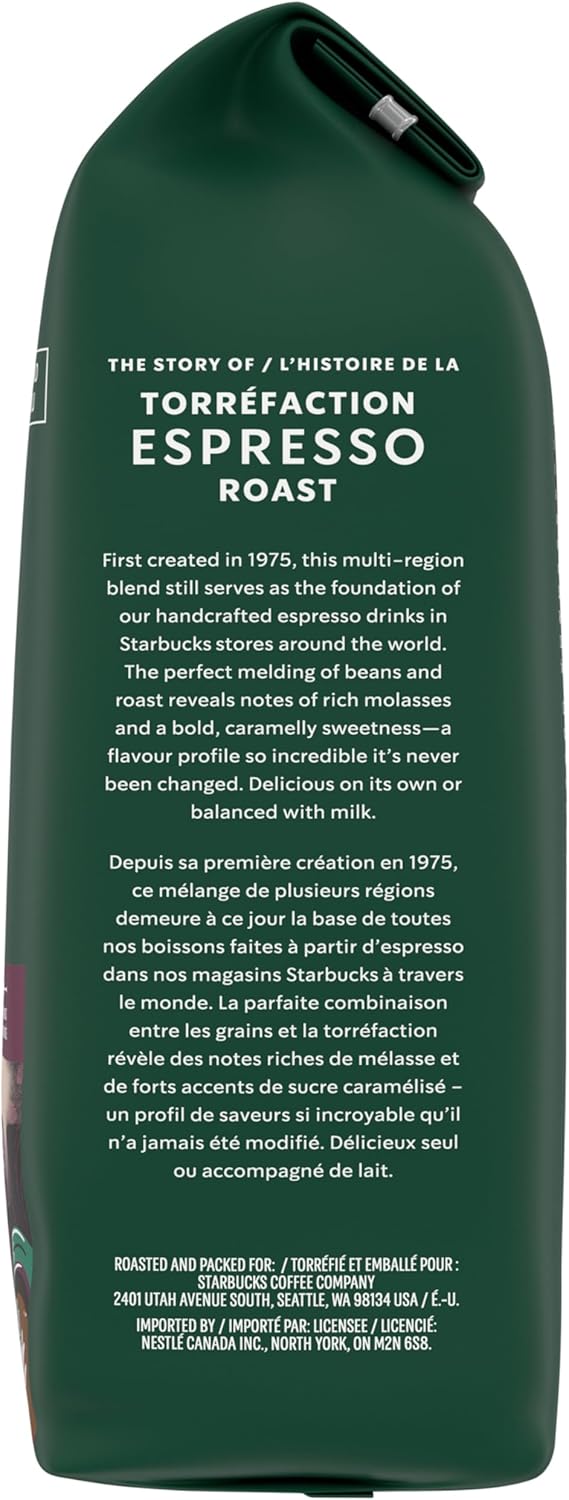 星巴克浓缩烘焙咖啡粉 340 克(6 包),浓缩深度烘焙,6 包