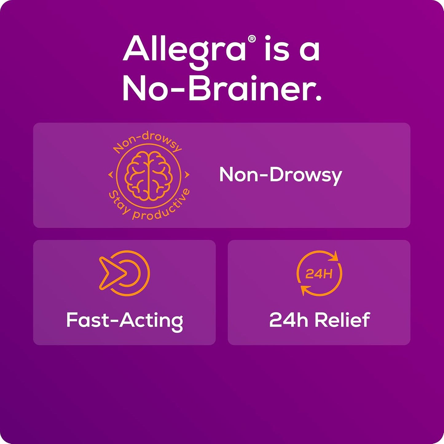 Allegra 24 小时抗过敏药,不引起嗜睡,快速有效的多症状抗过敏药,用于缓解打喷嚏、流泪和喉咙发痒,盐酸非索非那定 120 毫克,12 片装