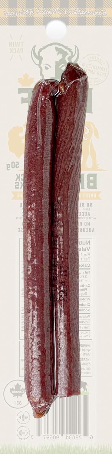 BUFF 野牛培根汉堡肉条,加拿大草饲蛋白质零食,每包 2 条,50 克