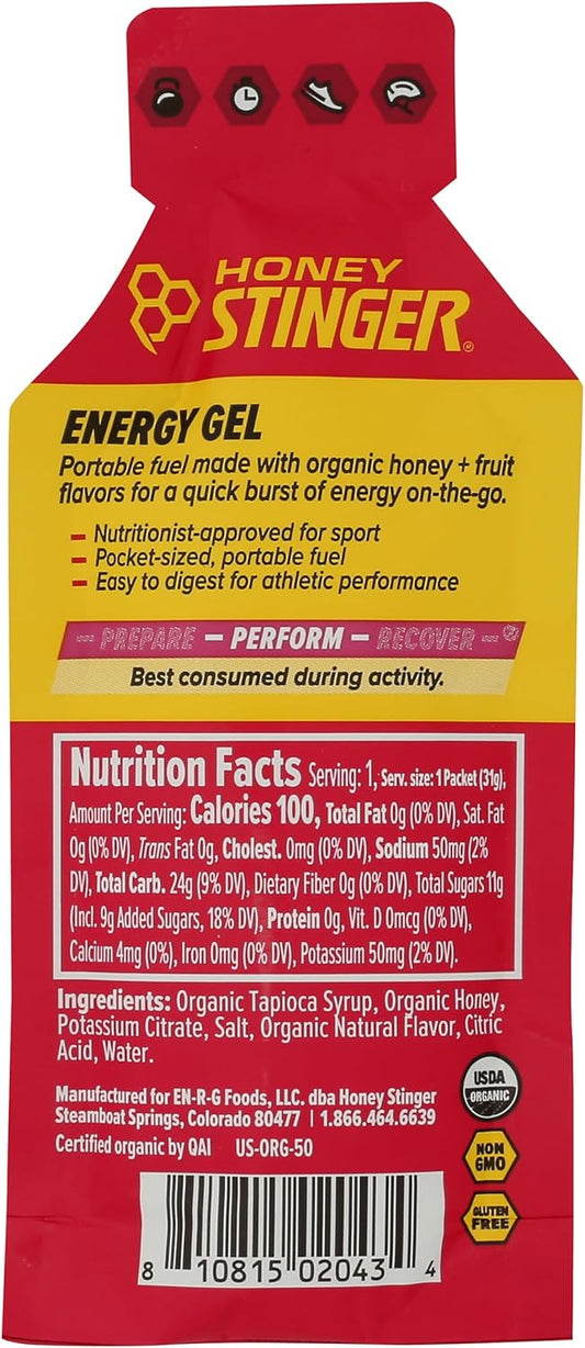 HONEY STINGER Food Org Fruit Gel (Box of 24), 1.3-Ounce