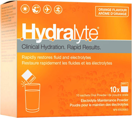 Hydralyte 电解质补水粉,橙色,10 片装