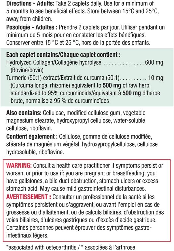 Jamieson 胶原蛋白姜黄复合物,60 片装,含维生素 B12(钴胺素)1200 微克,定时释放,80 片装