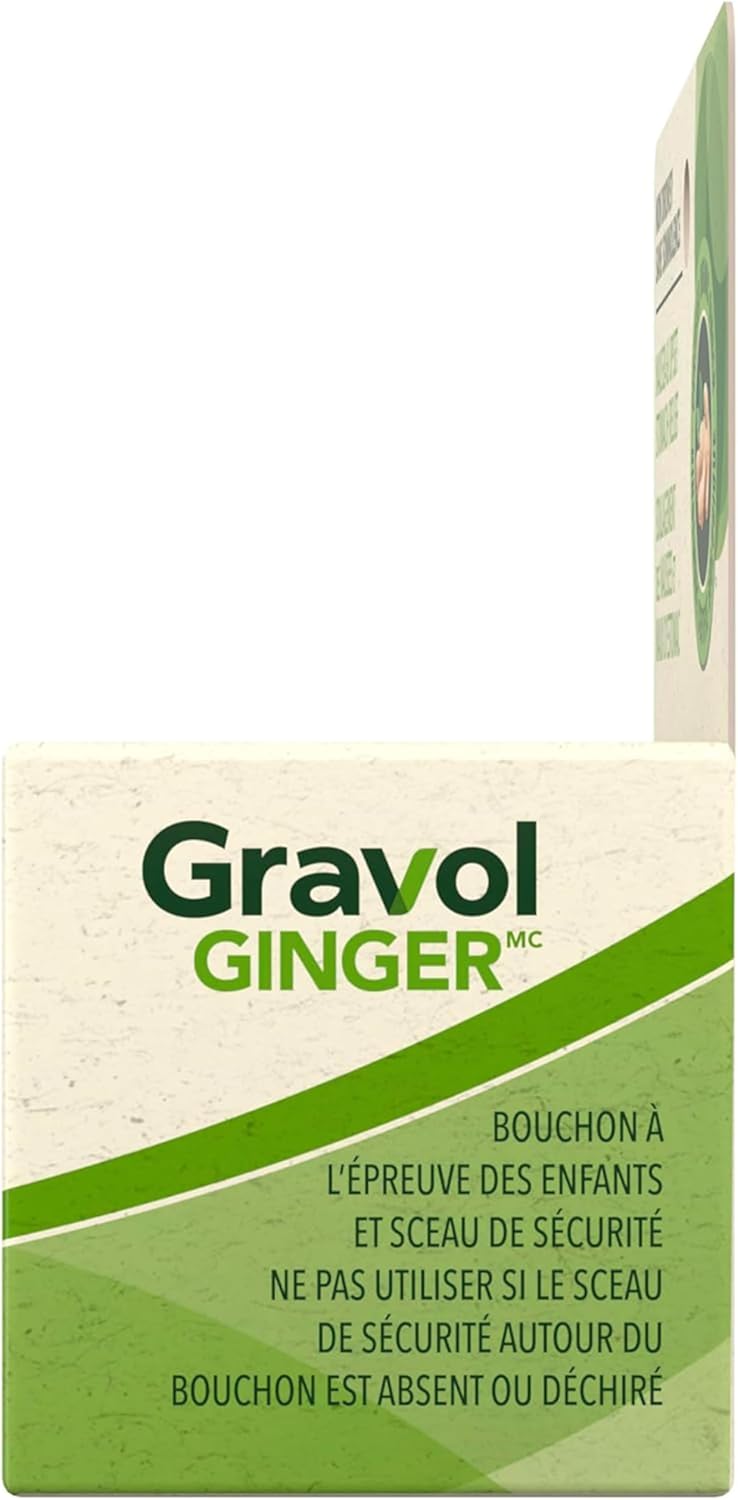 Gravol 生薑 - 緩解噁心和胃部不適,含有機生薑提取物 - 加拿大製造 - 不引起困倦、無味且易於吞嚥 - 24 粒液體膠囊(1 包)