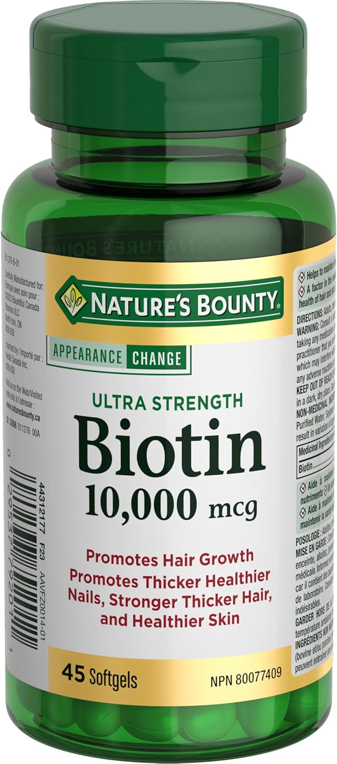自然之寶生物素,超強效,10,000 微克,促進頭髮生長,使指甲更濃密、更健康,頭髮更濃密,皮膚更健康,幫助營養素代謝,軟膠囊,20.8 克