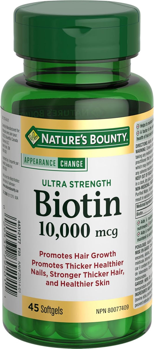 自然之寶生物素,超強效,10,000 微克,促進頭髮生長,使指甲更濃密、更健康,頭髮更濃密,皮膚更健康,幫助營養素代謝,軟膠囊,20.8 克