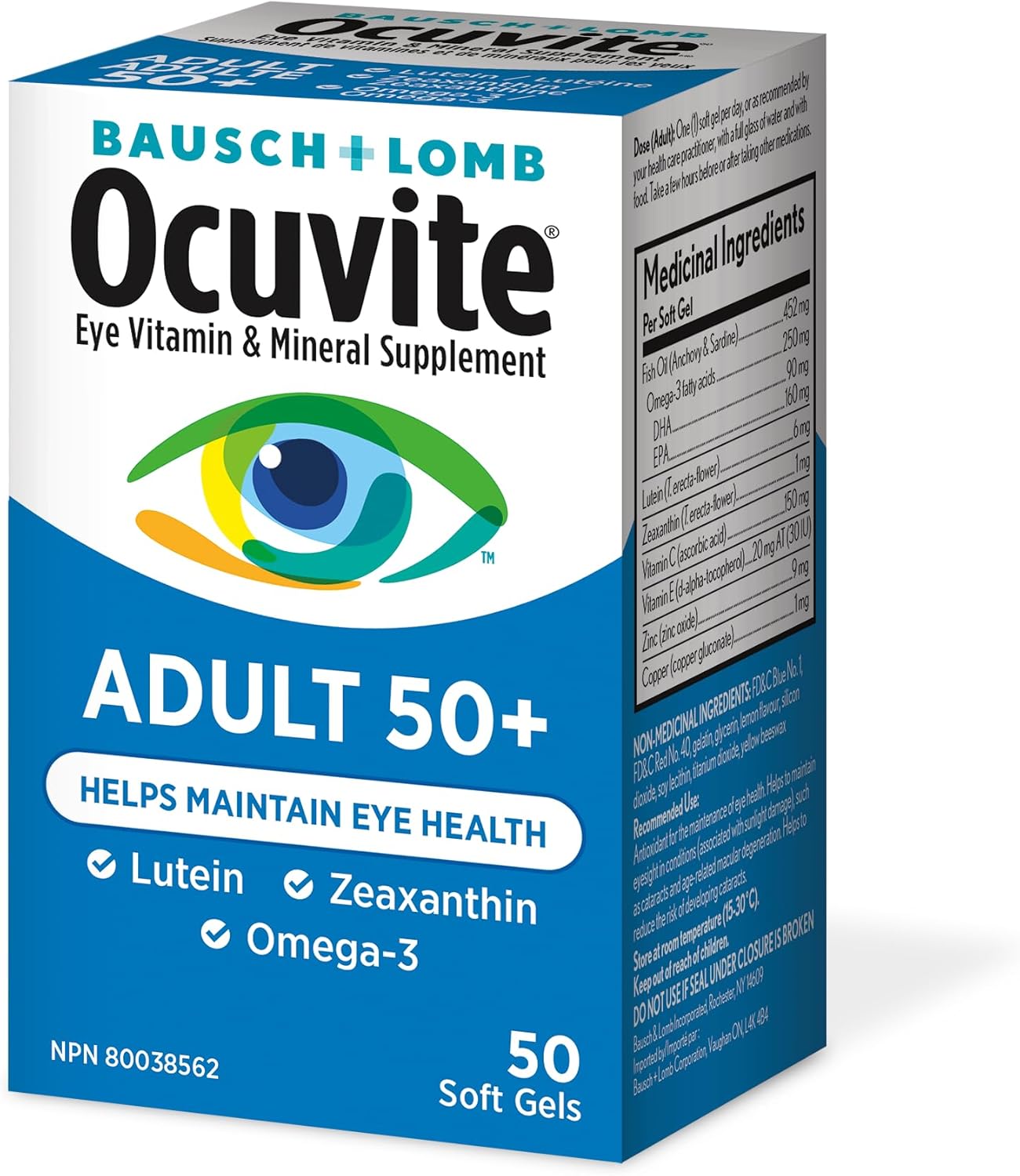Bausch + Lomb Ocuvite 成人 50+ 眼部维生素和矿物质补充剂