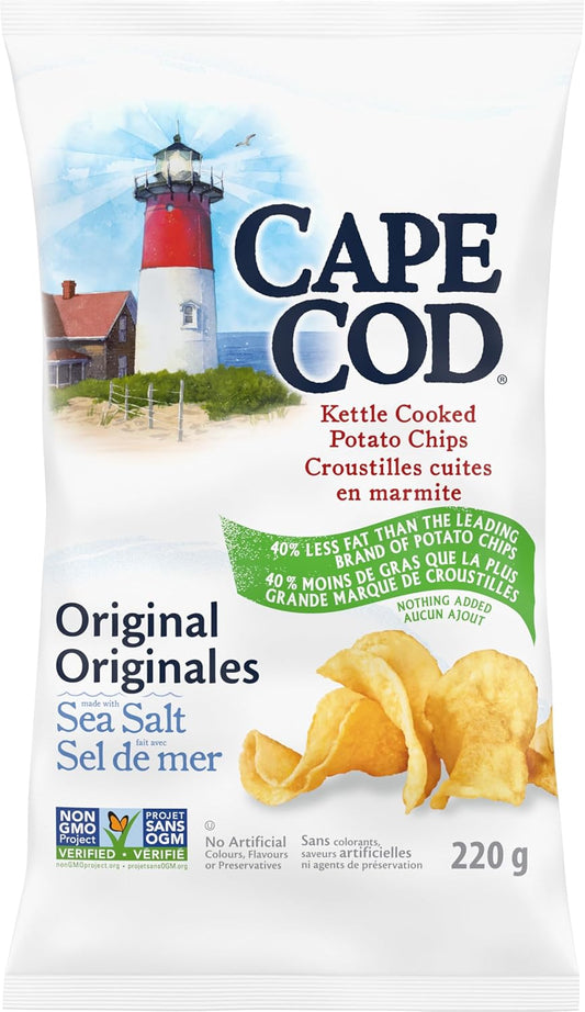 科德角薯片 - 无麸质非转基因原味海盐低脂,12 x 220 克(12 包)