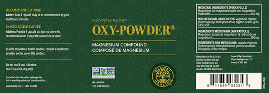Global Healing Oxy-Powder Oxygen-Based Colon Cleanse and Detox - Poop Stool Softener For Bloating, Gas & Constipation Relief For Women & Men (120 Capsules) - Canadian Version