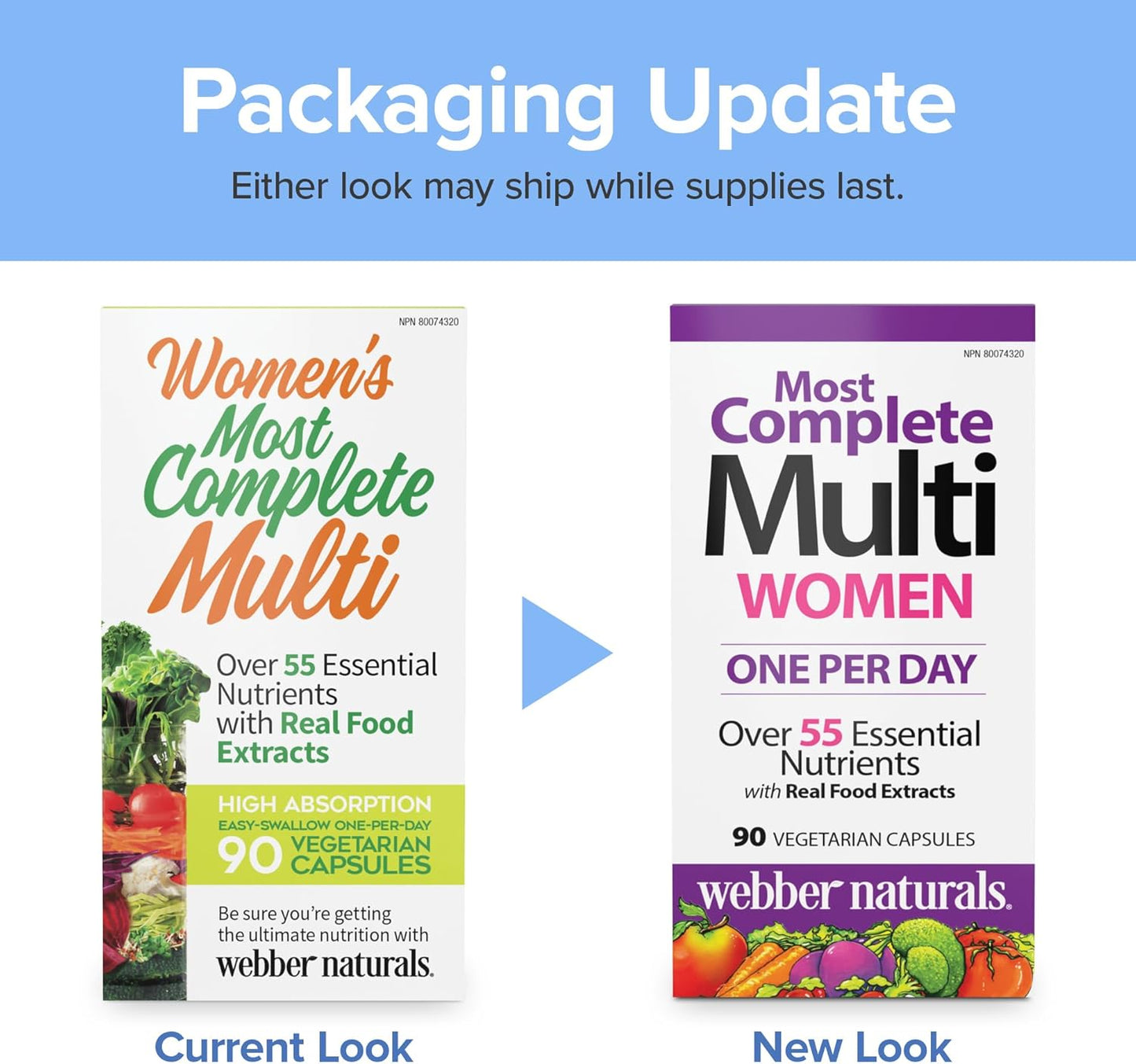 Webber Naturals Most Complete Multi For Women, 90 Capsules, One-Per-Day, Over 55 Vitamins, Minerals, and Whole Food Fruit and Vegetable Sources per Capsule, Vegetarian