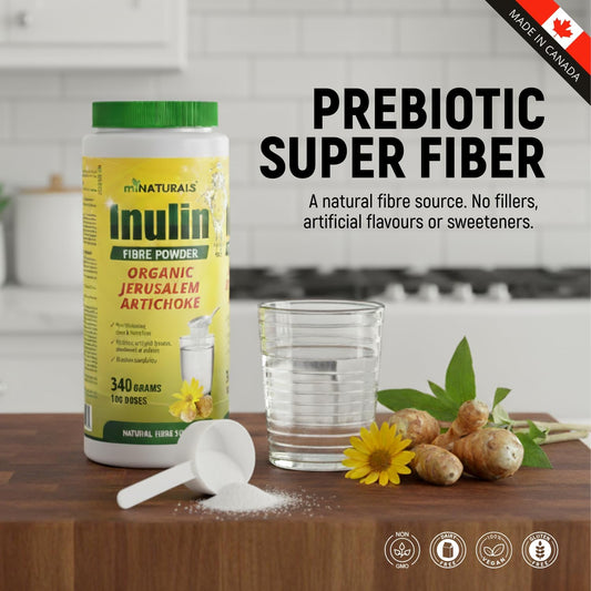 miNATURALS Pure Inulin Fiber Powder - Natural Prebiotic Dietary Fibre Supplement - Made from Organic Jerusalem Artichoke - (340g - 106 Doses)